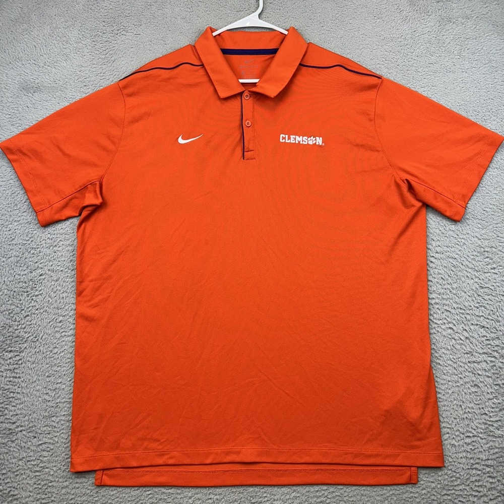 Clemson Tigers Shirt Mens‎ XXL Orange NCAA Football Nike Dri Fit On Field Polo